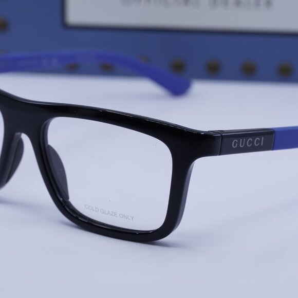 Gucci GG1737O 003 Rectangle Eyeglasses - Black/Blue 54mm - Picture 6 of 11